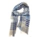 90% Wool 10% Cashmere Lightweight Oversized Scarf - Blue & White Check - V3